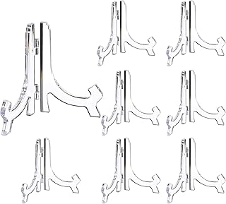 8 Pieces 4.5 Inches Clear Acrylic Easels Plate Stands Holders to Display Pictures or Other Items for Display Decoration