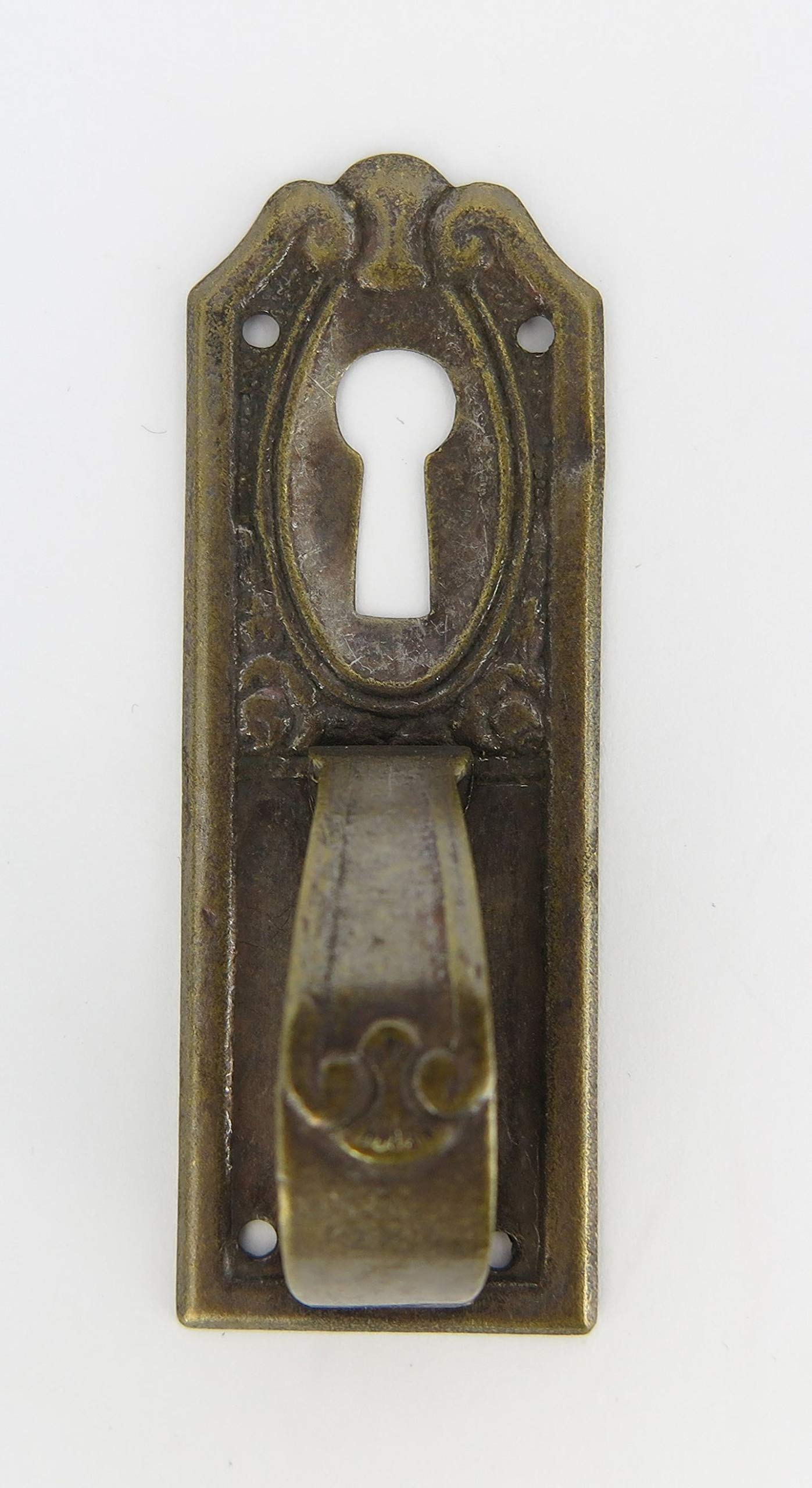 Clever-Deko Fittings Brass Handle Cupboard Drawer Cabinet Door Brass Vertical with Handle Burnished Green Contemporary Art Nouveau Art Deco Ring Fittings Art Nouveau