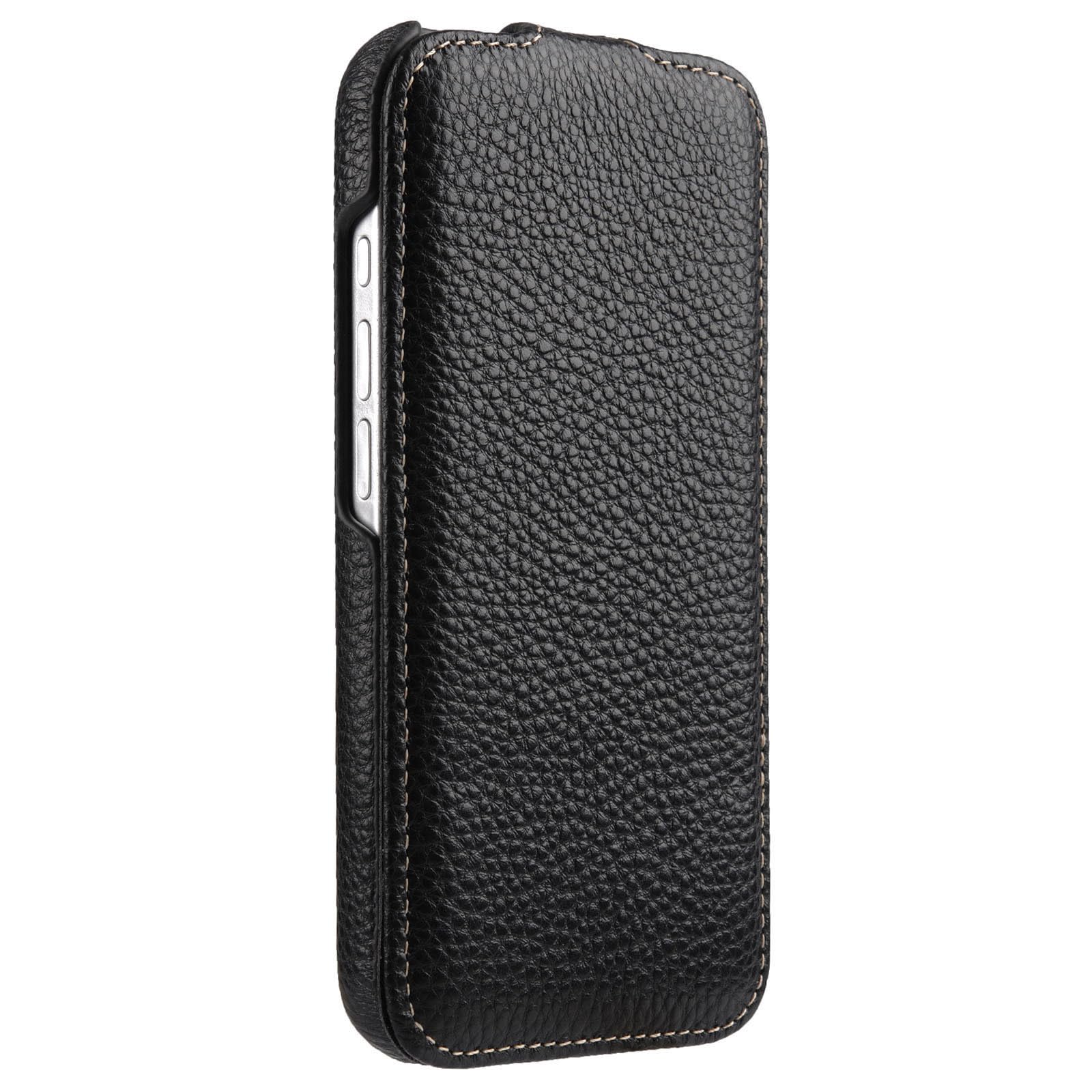 Funda con tapa para iPhone 17 (6,3 pulgadas), color negro | Funda para teléfono móvil con revestimiento de piel, funda compatible con MagSafe, funda fina, plegable verticalmente