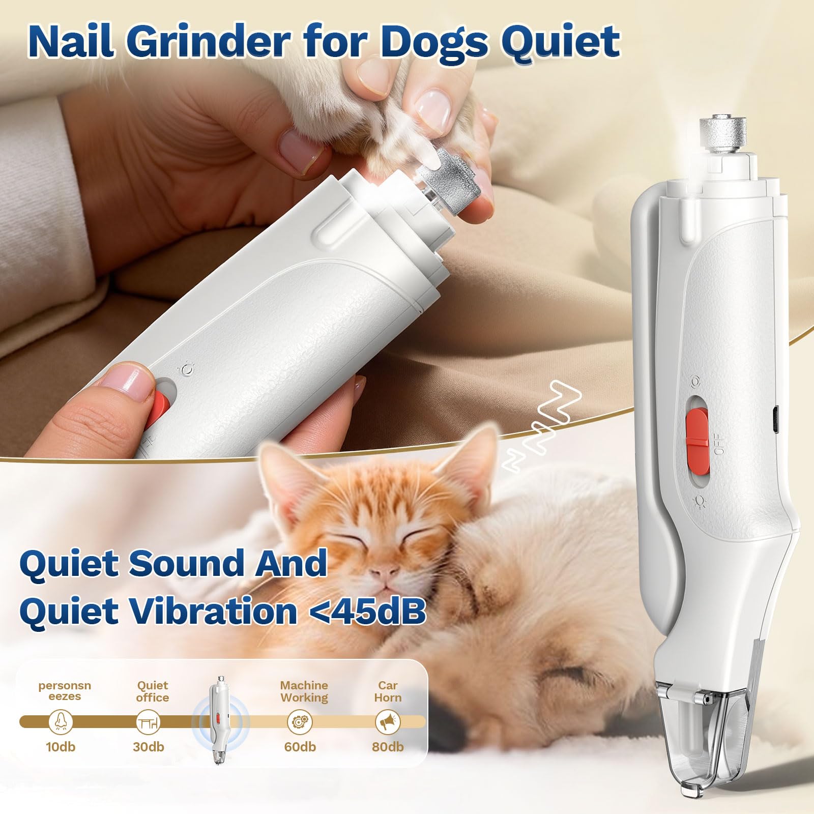 2 in 1 Dog Nail Clippers & Cat Nail Clippers Trimmers for Large Medium Small Dogs Cats Claw Trimmer Quick Sensor and Safety Guard USB Rechargeable Dogs Nail Trimmer with Catcher & 2 LED Lights - image 4