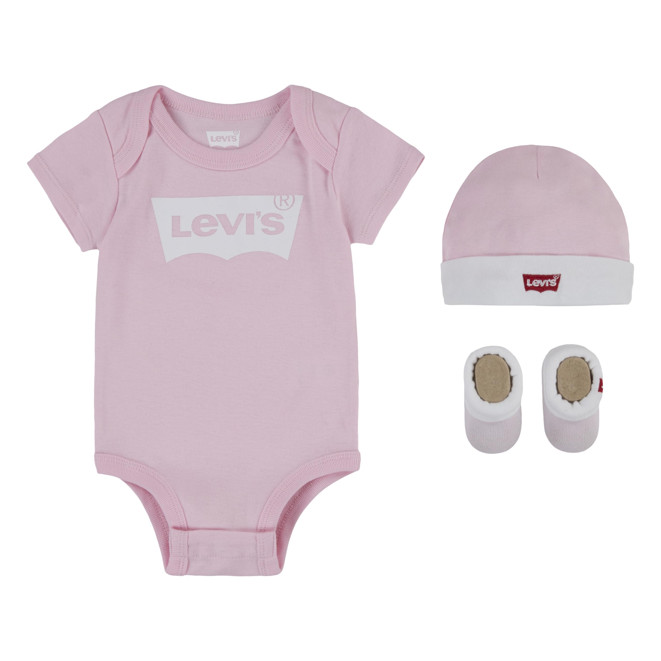 Levi's Classic Batwing Infant Hat Bodysuit Bootie Set 3pc Tutina per Bambino e Neonato Unisex-Bimbi