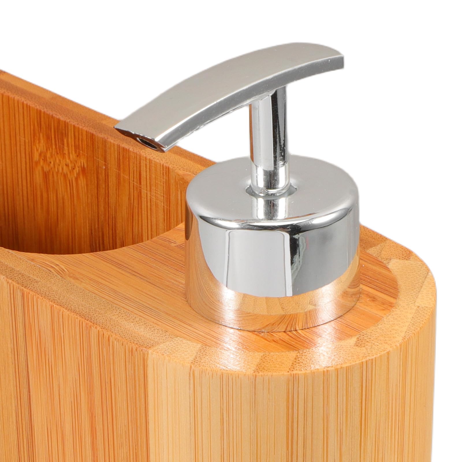 Gadpiparty Dispensador de Jabón Oval de Plástico y Madera Diseño Elegante para Uso en Baño y Hogar, Cómodo Agarre y Pieza Decorativa Portátil