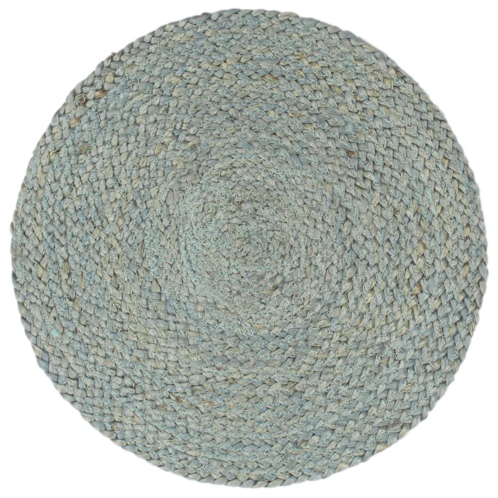 Lot de 4 sets de table ronds 38 cm vert olive en jute tressée pour table à manger