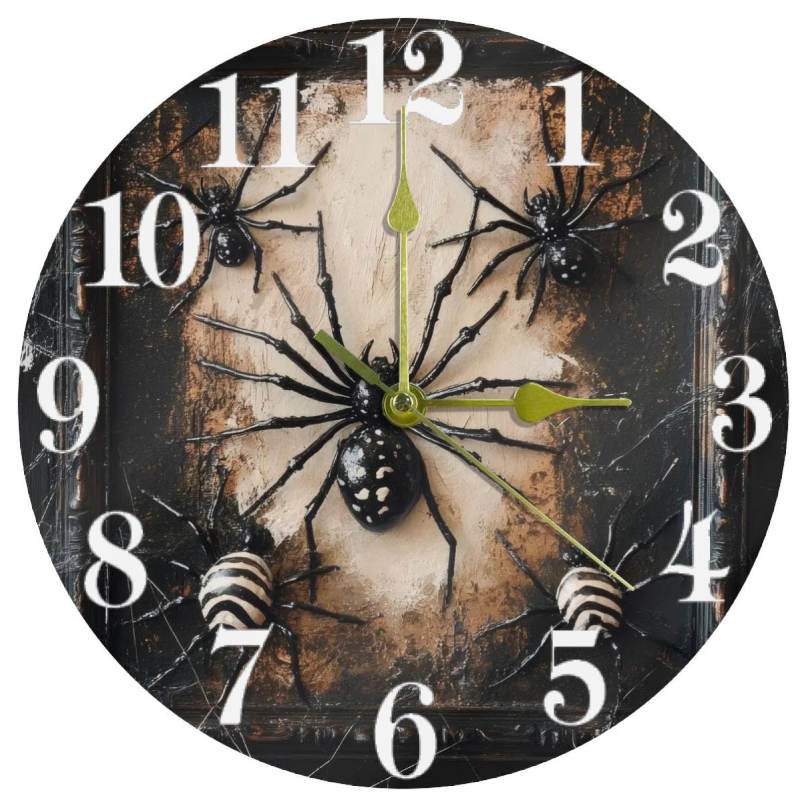 Horloge murale noire araignée silencieuse pour décorer le bureau et la cuisine