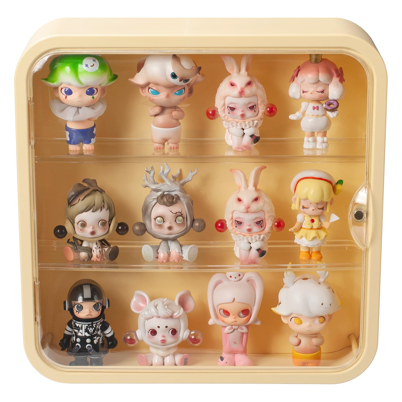 Clear Display Case for Figures, Wall Mounted Acrylic Storage Box, Dust Proof Display Cabinet Organizer for Mini Pop Mart Action Figures Collectibles (