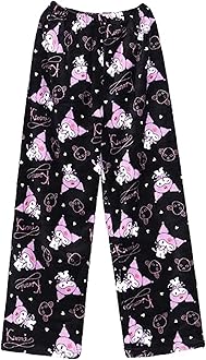 Kawaii Halloween Pajamas Pants Halloween Cat Pajamas Flannel Sleep Pajama Pants Cartoon Anime Pajama for Women Men