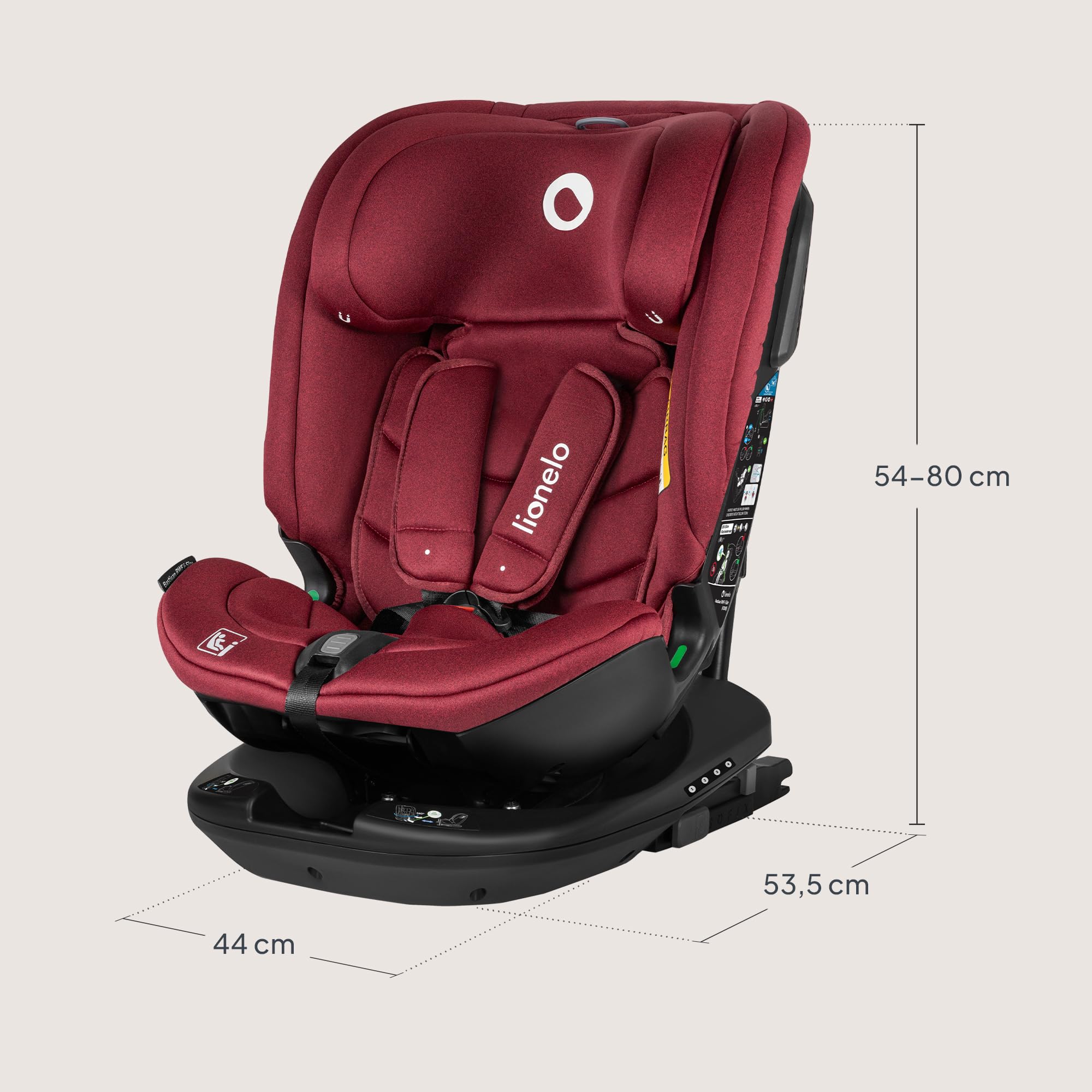 Lionelo Bastiaan RWF Baby- und Kleinkindautositz 0-36 kg von 40–150 cm | 360° drehbar ISOFIX-zertifiziert i-Size R129 neuester Standard, Befestigung vorne und hinten, Seitenschutz, voll verstellbar