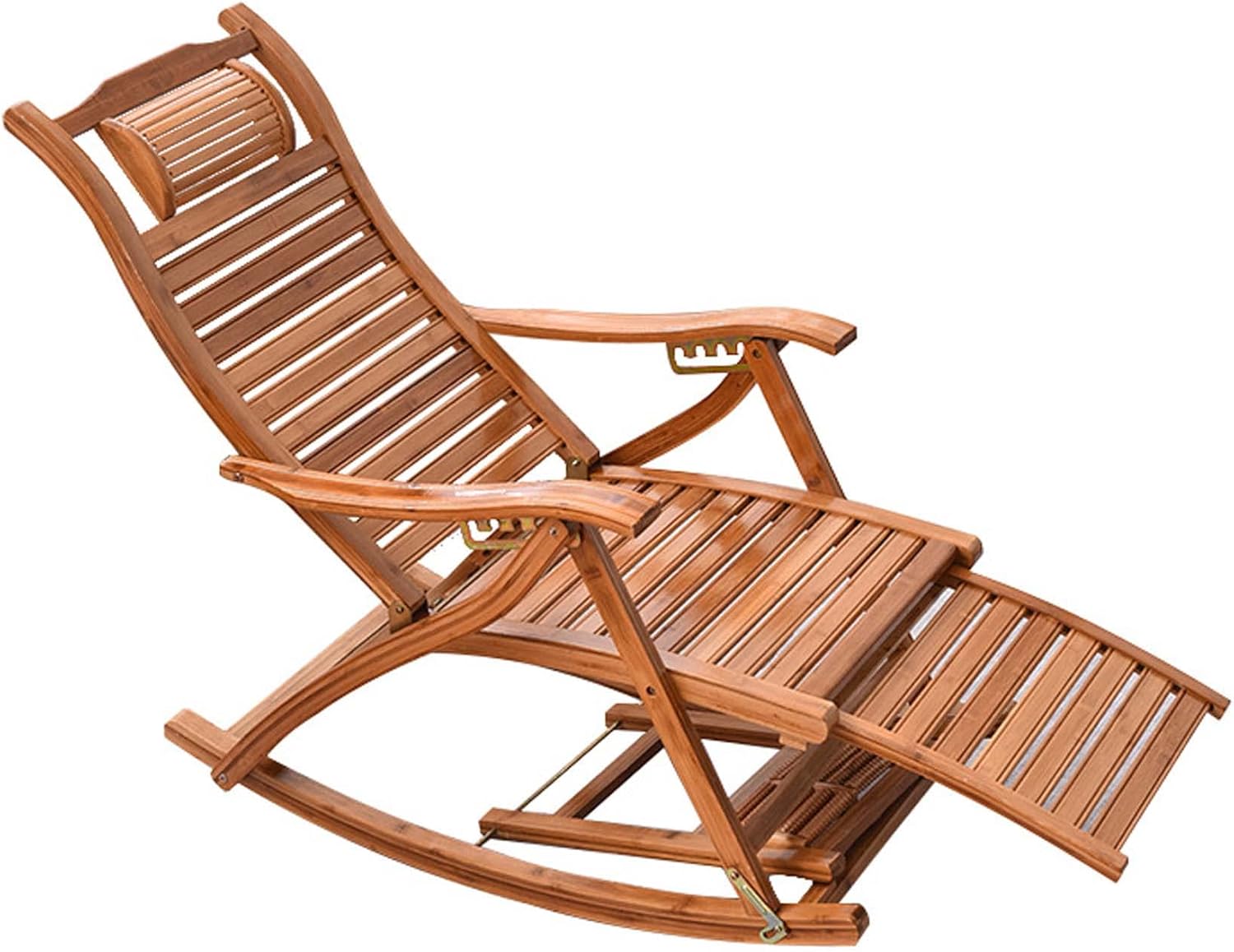 CARWERL Bamboo Folding Reclining Chair Rocking Chair