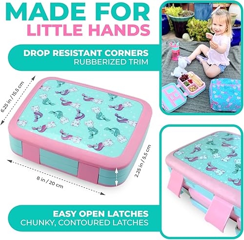 Miniatura 18 de Kinsho - Lonchera bento infantil, 5 secciones para control de porciones, bandeja de plástico desmontable sin bisfenol A, para niños preescolares