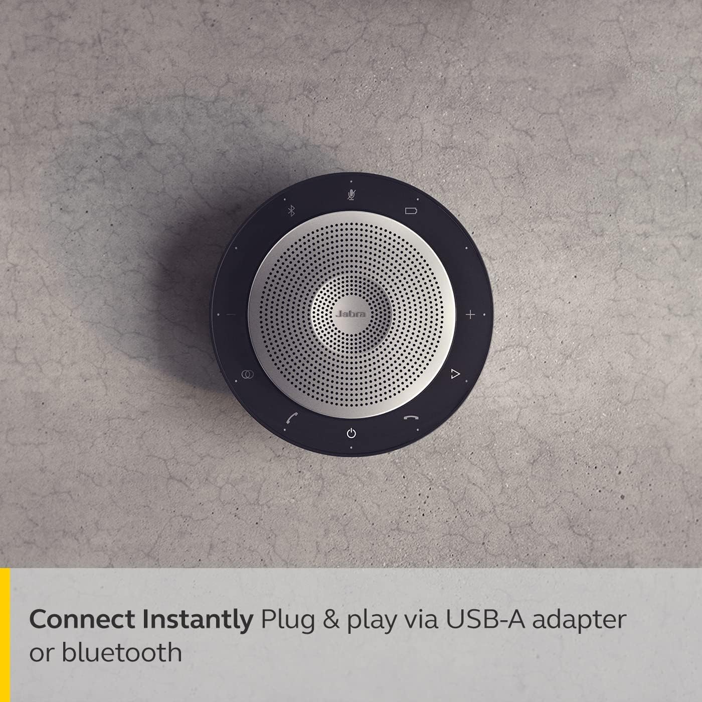 Jabra Speak 750 Haut-parleur de conférence portable certifié Communications unifiées avec adaptateur Bluetooth et USB Connexion avec ordinateurs portables, smartphones et tablettes