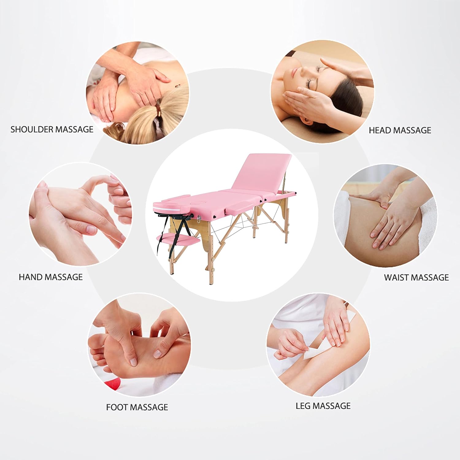 Topeakmart Lash Bed Massage Tables Portable Height Adjustable Salon Bed 2 Folding Face Cradle Bed Tattoo Bed Pink : Beauty & Personal Care