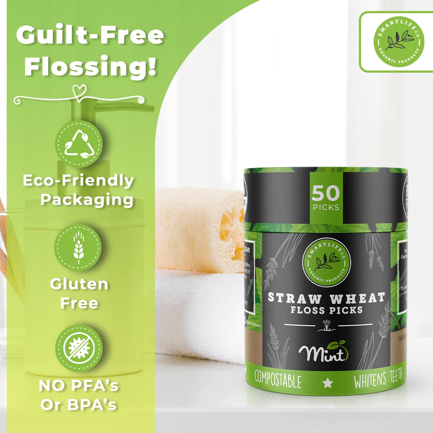 Individually Wrapped Dental Floss Picks Biodegradabl...B09YBGKFKS