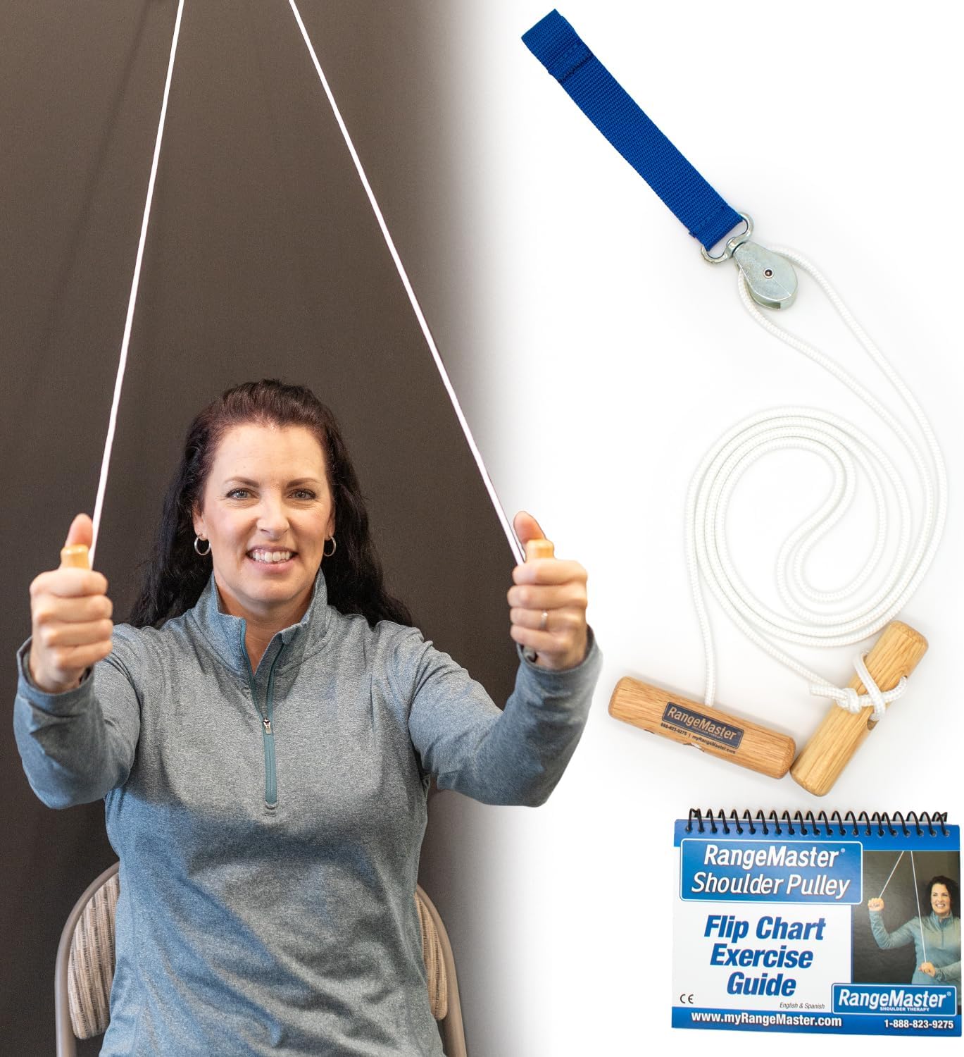 RangeMaster Over the Door Shoulder Pulley │ Physical Therapy Shoulder Tool │ Helps Enhance Range of Motion for Shoulder Pain and Surgery Recovery │ Web Strap Attachment