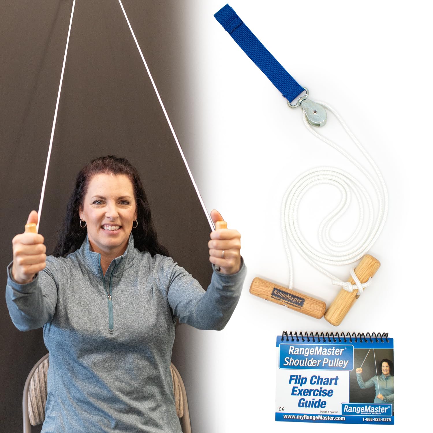 RangeMaster Over the Door Shoulder Pulley │ Physical Therapy Shoulder Tool │ Helps Enhance Range of Motion for Shoulder Pain and Surgery Recovery │ Web Strap Attachment