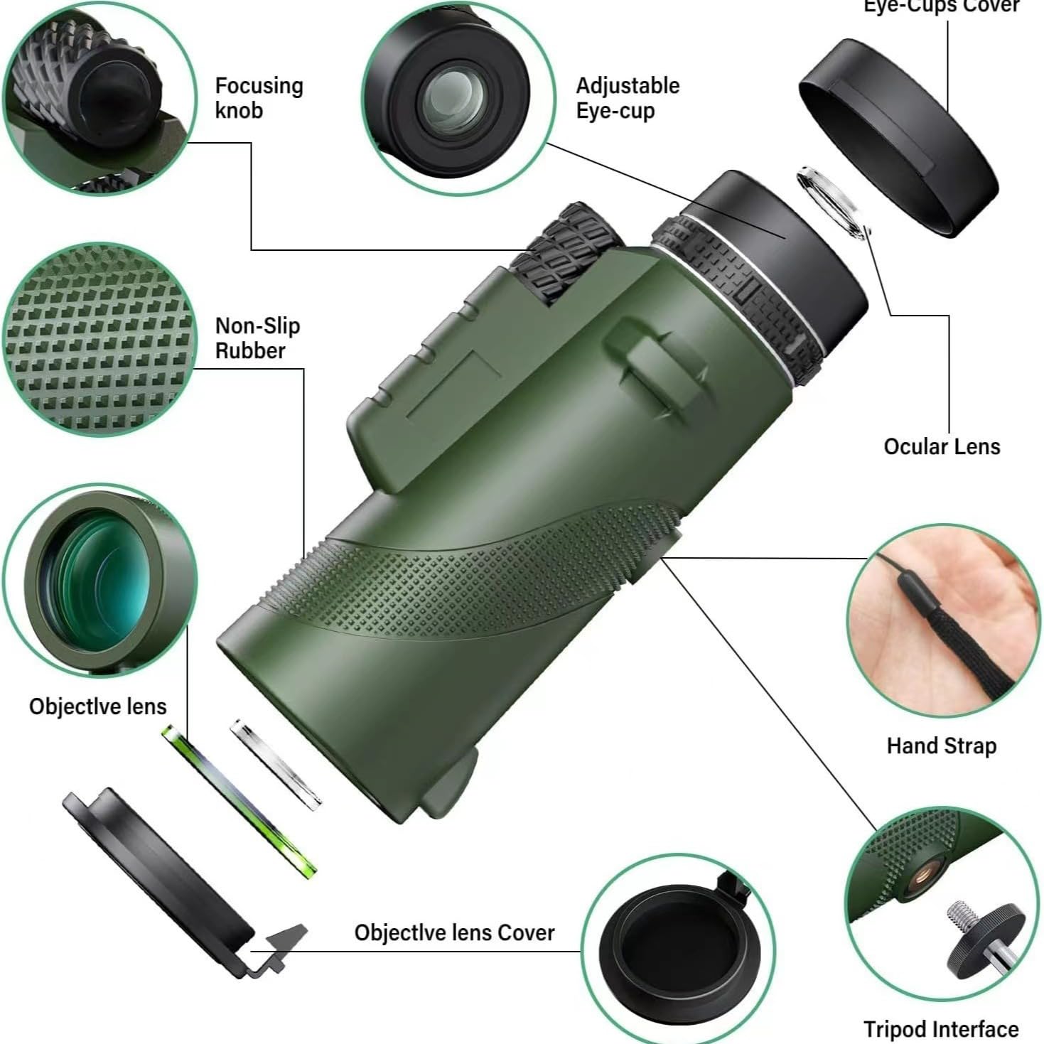 monoculaire 12x50, Télescope Monoculaire, avec Prisme BAK4 et FMC, avec Support pour Smartphone et Trépied de Mise à Niveau, pour la Camping, Chasse,compétitions Sportives
