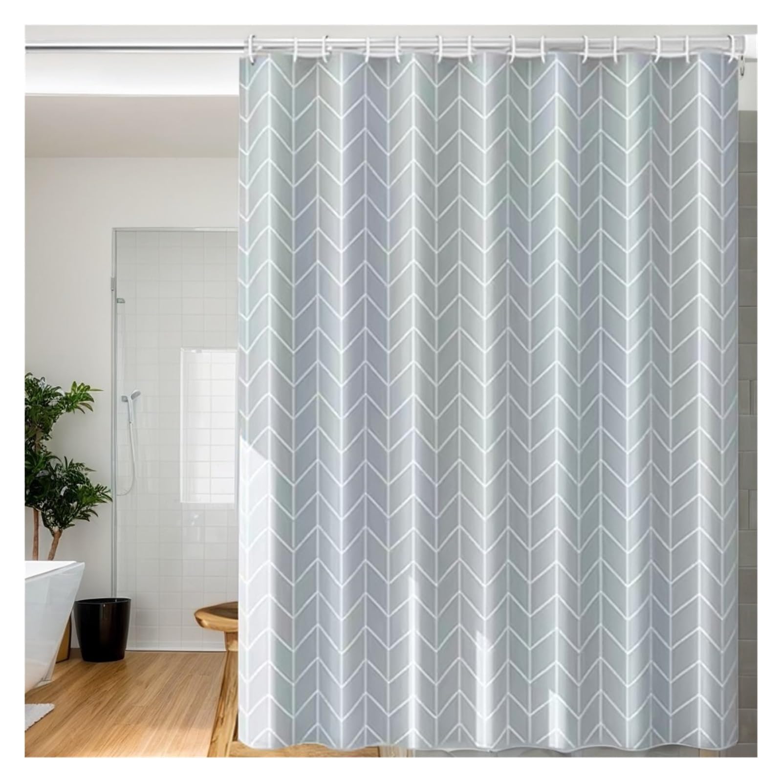 PIGENEQW Shower Liner Cloth Waterproof Grey Mesh Shower Curtain Waterproof Bathroom Toilet Dry Wet Separation(150 * 180cm)