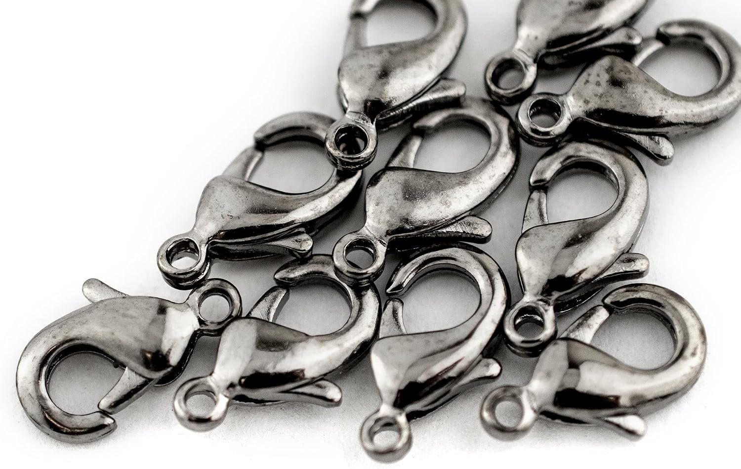 The Bead Chest Gunmetal Lobster Claw Clasps - Dark Jewelry Findings for DIY Necklaces & Bracelets - 9.5mm, Set of 10