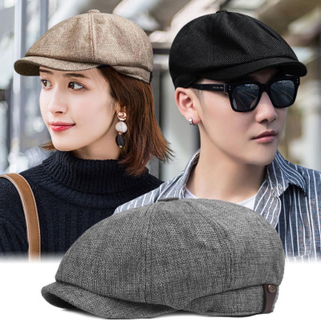 Herren Schiebermütze Barret Cap Unisex Sommer Atmungsaktiv Schirmmütze Kappe Gatsby Flatcap