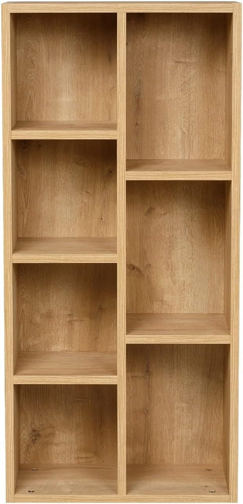 furni24 Bücherregal mit 7 Fächern, Holzregal, Würfelregal, Aufbewahrungsregal, Saphir Eiche, 49,5x24x106h
