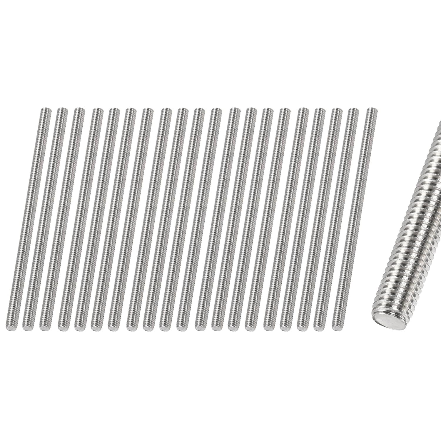 HiPicco Lot de 20 tiges entièrement filetées M6 x 50 mm Pas de filetage de 1 mm, lot de 20 tiges filetées à droite en acier inoxydable 304 pour assemblage de meubles et machines