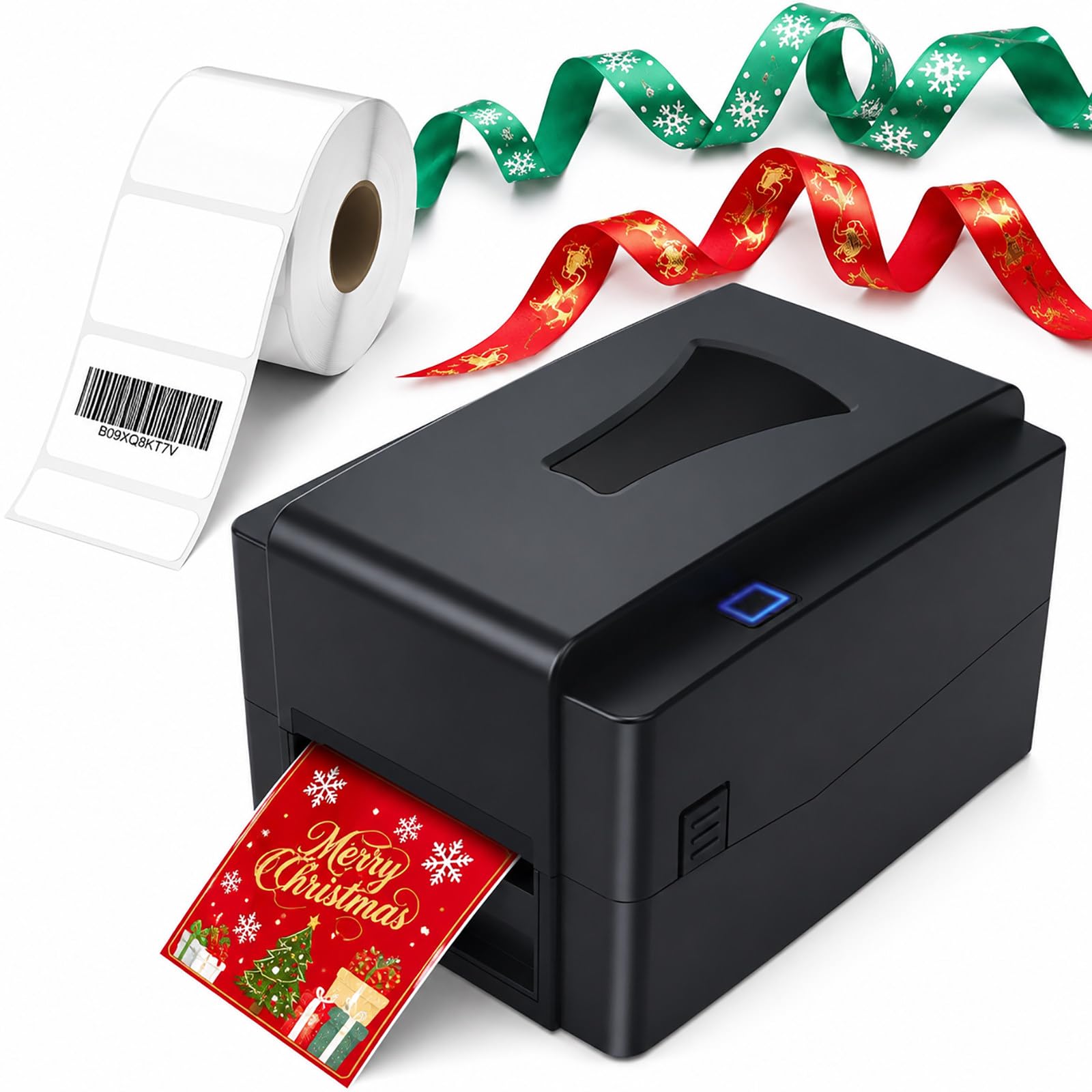 vnmudzeo Thermal Label Printer with Direct Thermal and Thermal Transfer Modes — 300 DPI Desktop Printer for Labels, Ribbons, Tags and Packaging