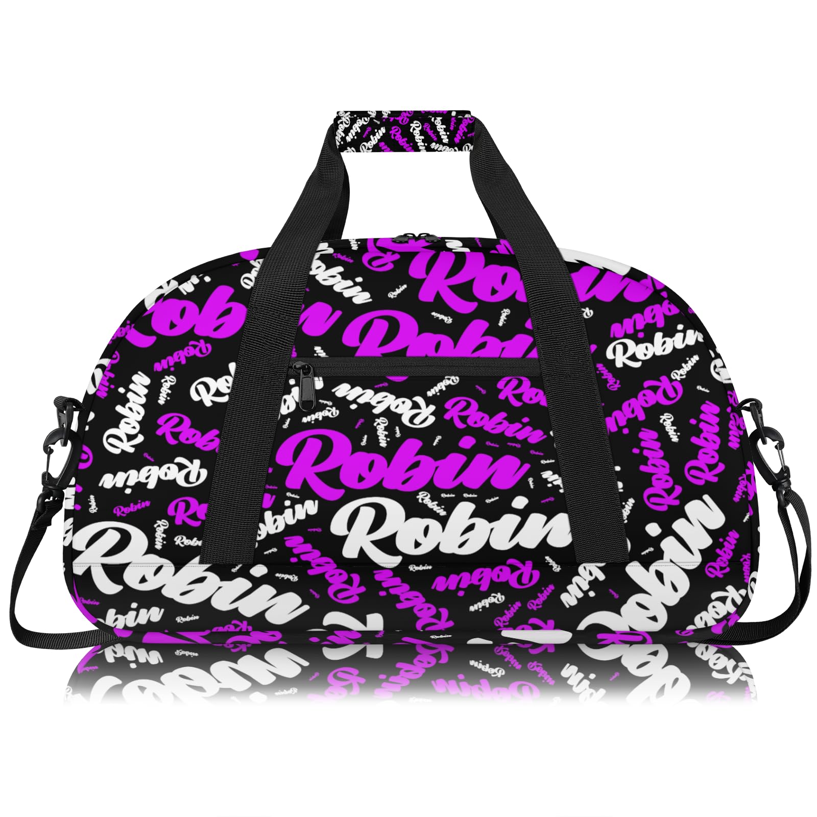 Personalized Sport-Gym-Swimming-Bag for Kids Custom Duffel Travel Bag for Boy Girl Dance Gymnastics Bag Overnight Weekend Bag Hot Purple White