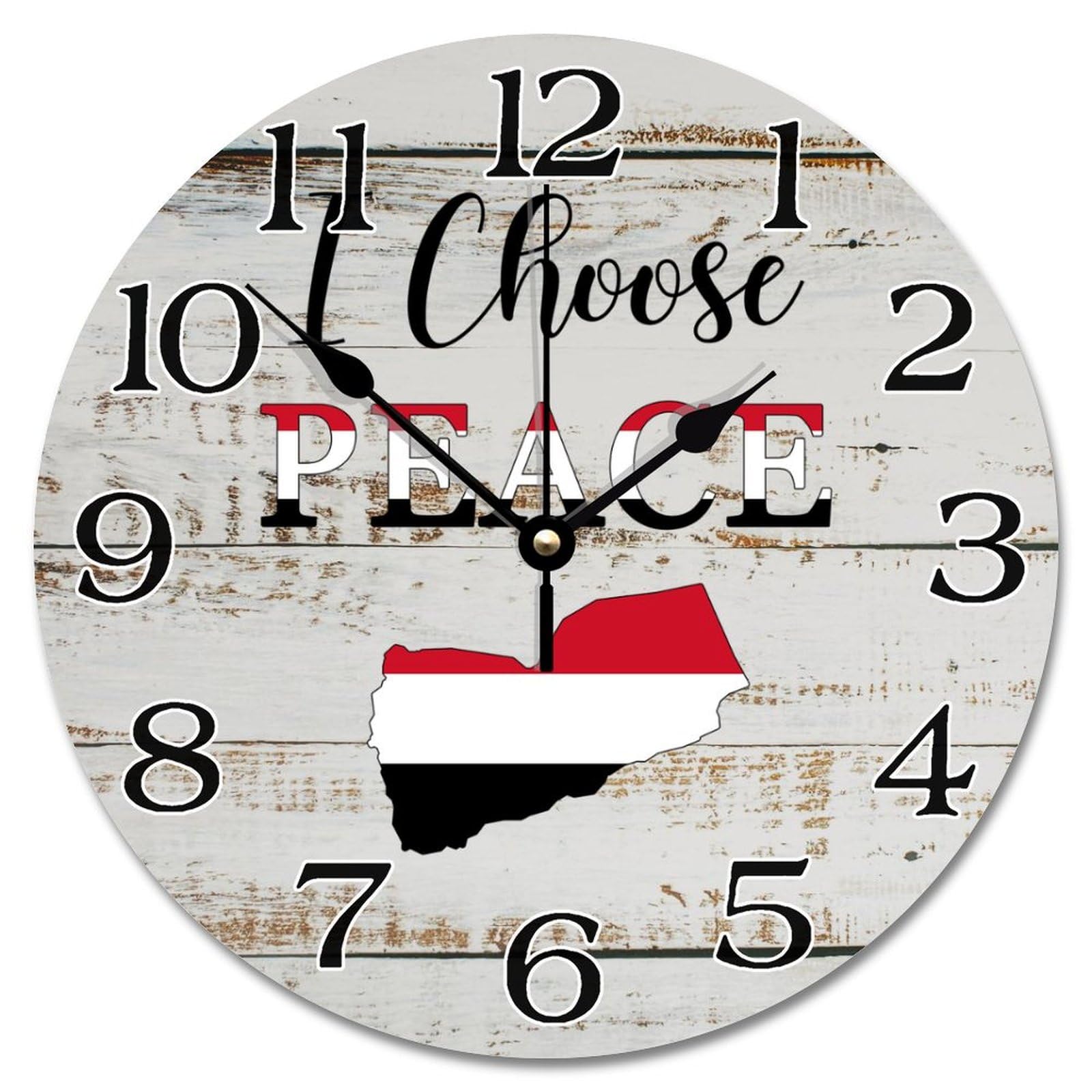 Horloge murale drapeau Yémen silencieuse pour retrouver le sommeil en chambre