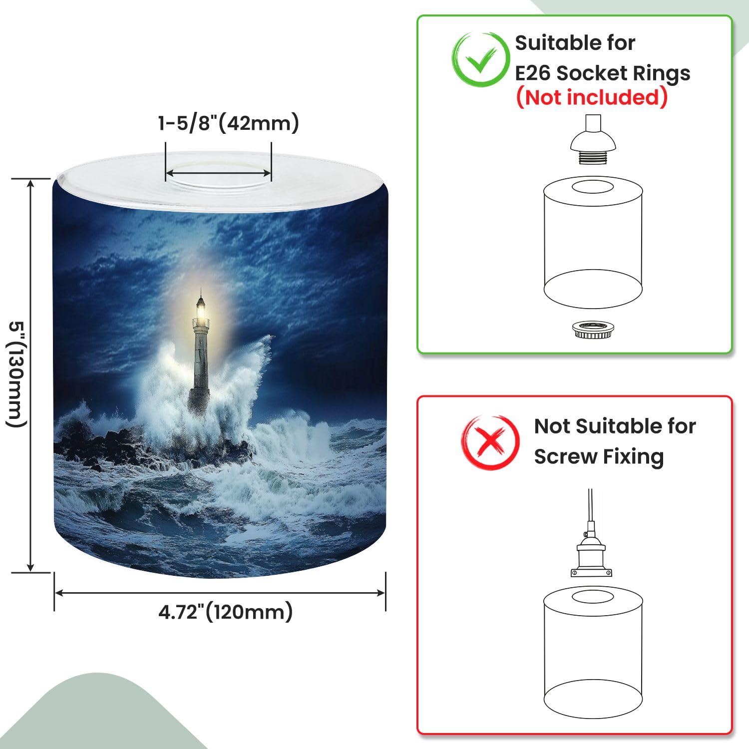 3 Pack Cylinder Glass Lamp Shade Lighthouse storm Covers