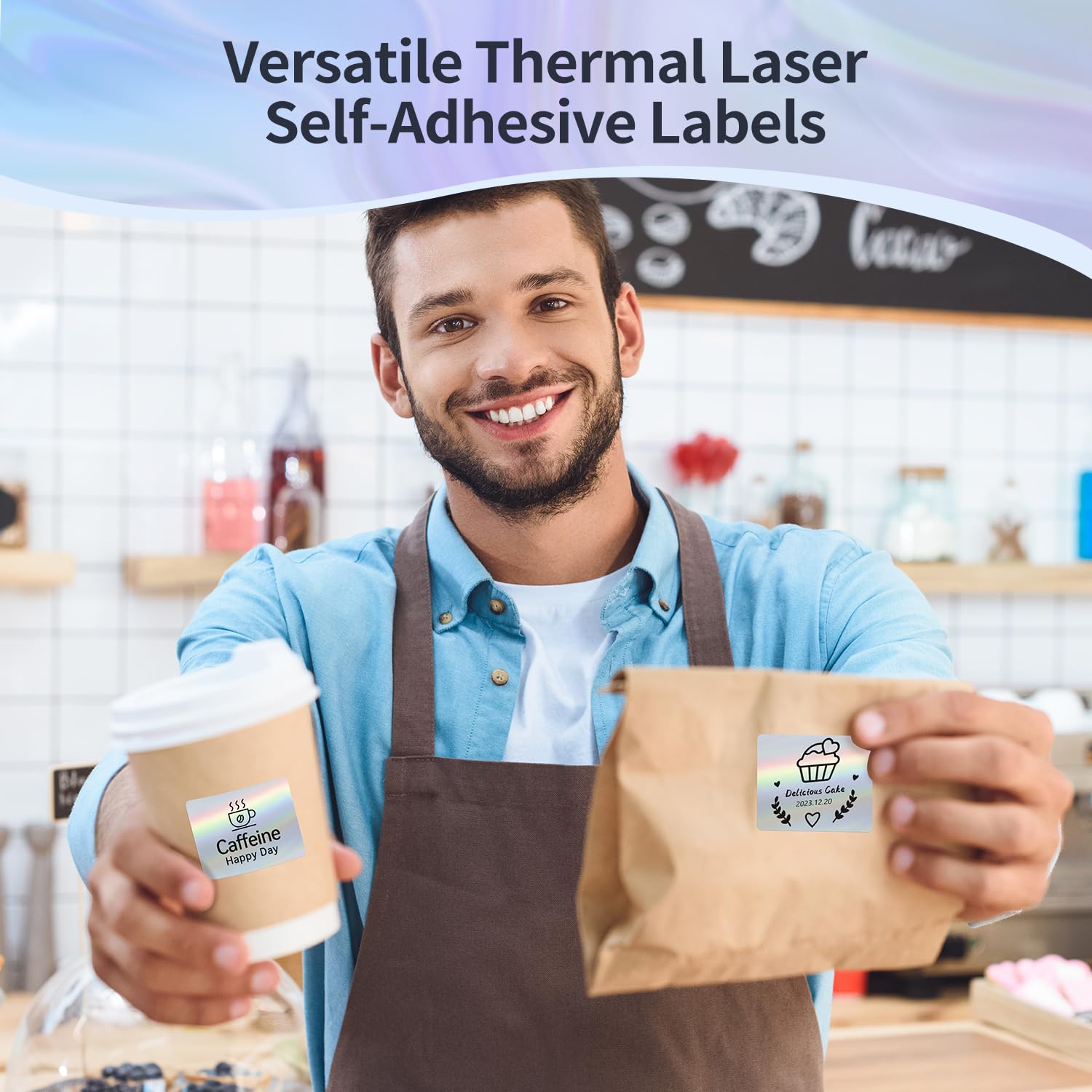 Phomemo M110/M220/M221/M200/M120/M100/M108/M150/M250/M260 Laser Silver Etykiety samoprzylepne 40 x 30 mm (1,57" x 1,18"), papier termiczny do drukarek etykiet Phomemo 230 na rolkę (srebrny laser)