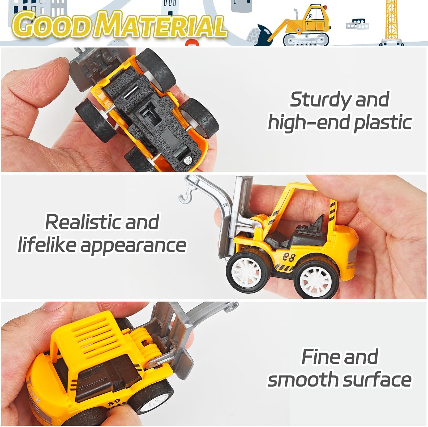 OJYUDD 12 Pcs Mini Construction Vehicles,Pull Back Engineering Vehicles,Play Figure Vehicles Toys for Birthday Party Favors,Gifts,Rewards