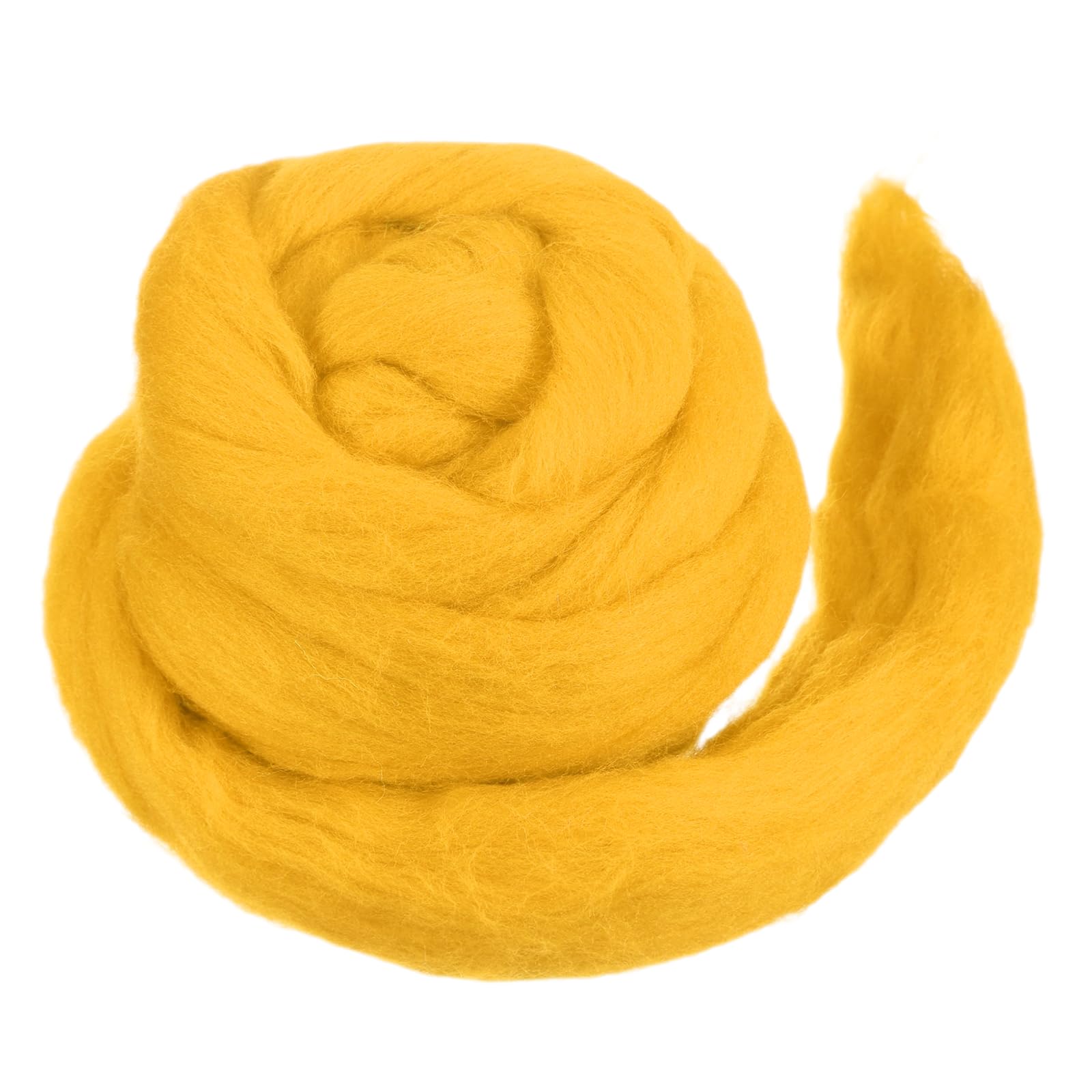 MECCANIXITY Wool Roving Yarn Soft Felting Wool 50g/1.76oz Pure Chunky Roving Yarn for Needle Felting Knitting Blanket Spinning Weaving Art DIY Craft Yellow