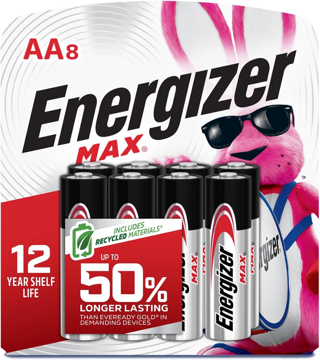 Energizer AA Batteries, MAX Double AA Battery Alkaline, 8 Count