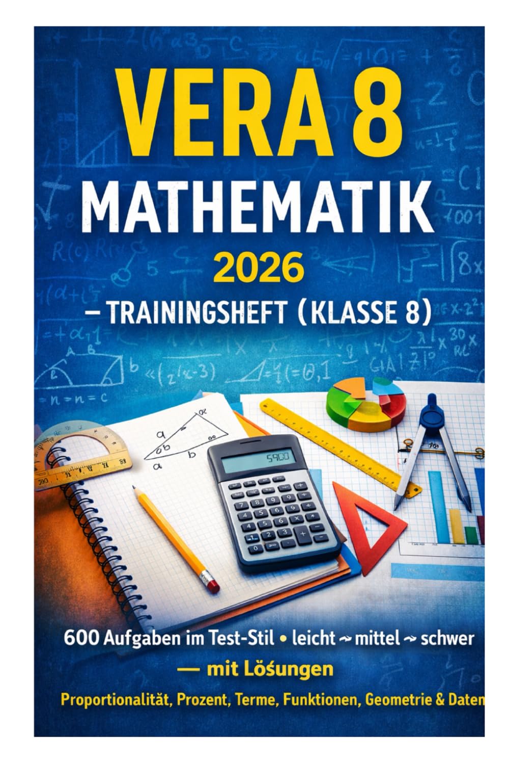 VERA 8 Mathematik 2026 – Trainingsheft (Klasse 8): 600 Aufgaben im Test-Stil • leicht → mittel → schwer • mit Lösungen • Proportionalität, Prozent, ... & Daten: 3 (VERA Mathematik – Trainingshefte)