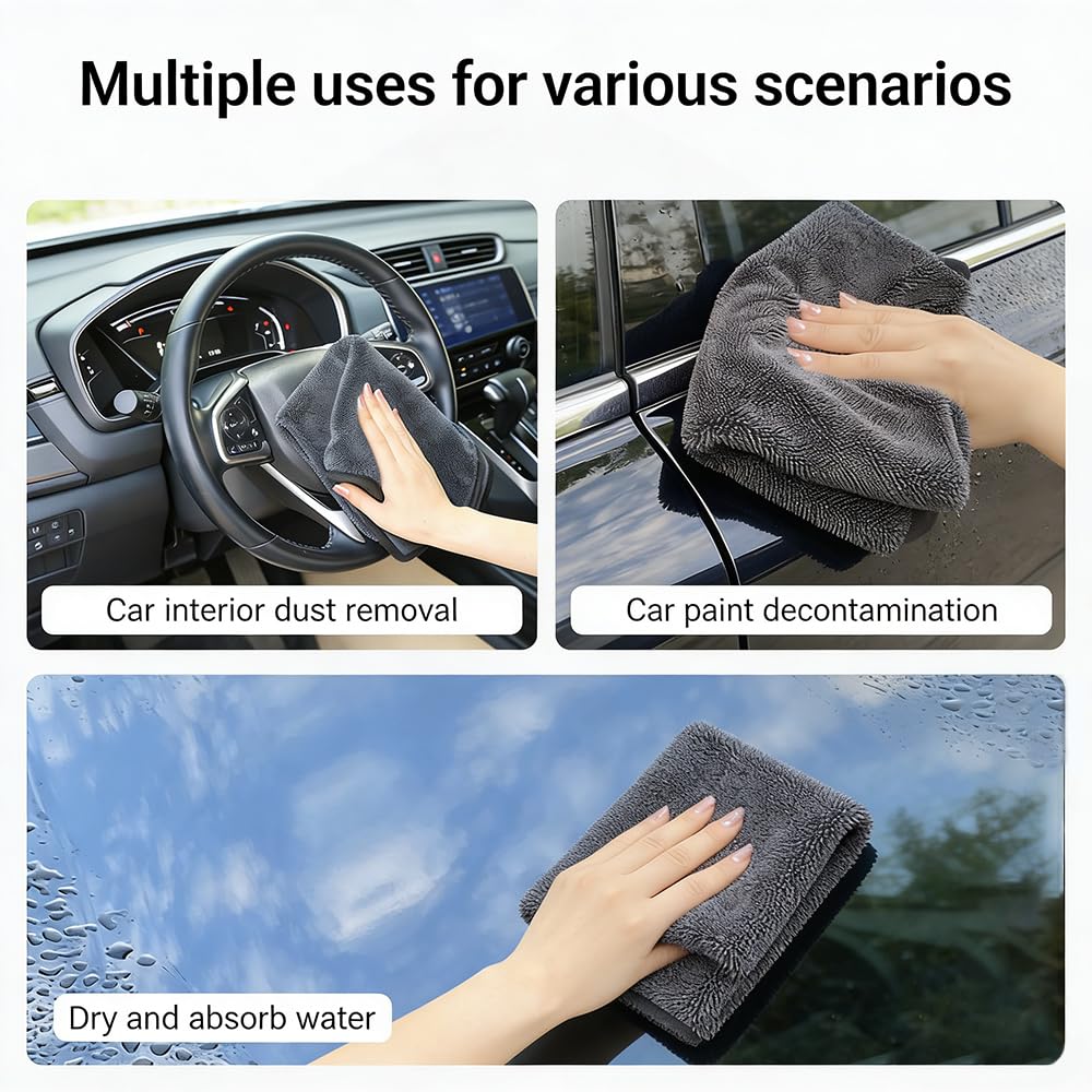 Lumeas Clean Serviette for Shower Car Detailing Kitchen and Window Cleaning Quick-Drying and Reusable Cleaning Towel (2, Gray, 40 * 40cm) — view 9