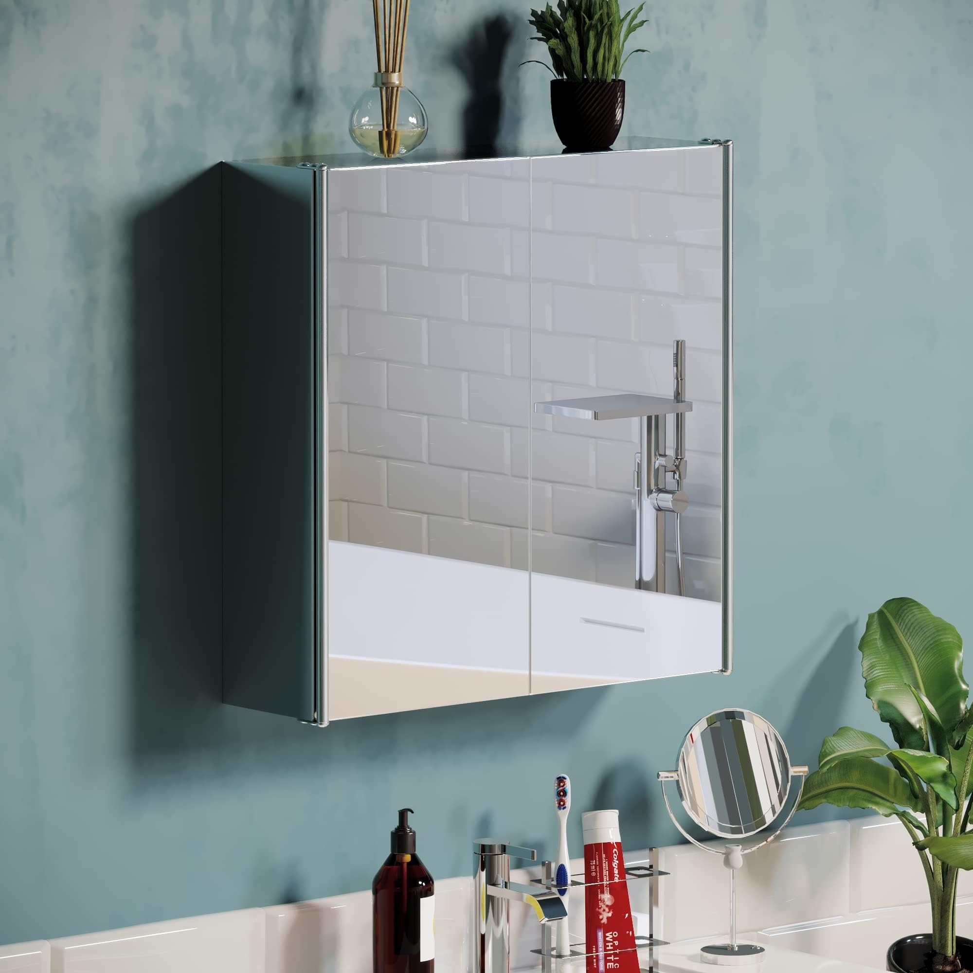 EMKE Bathroom Mirror Single Door Wall Mounted Bathroom