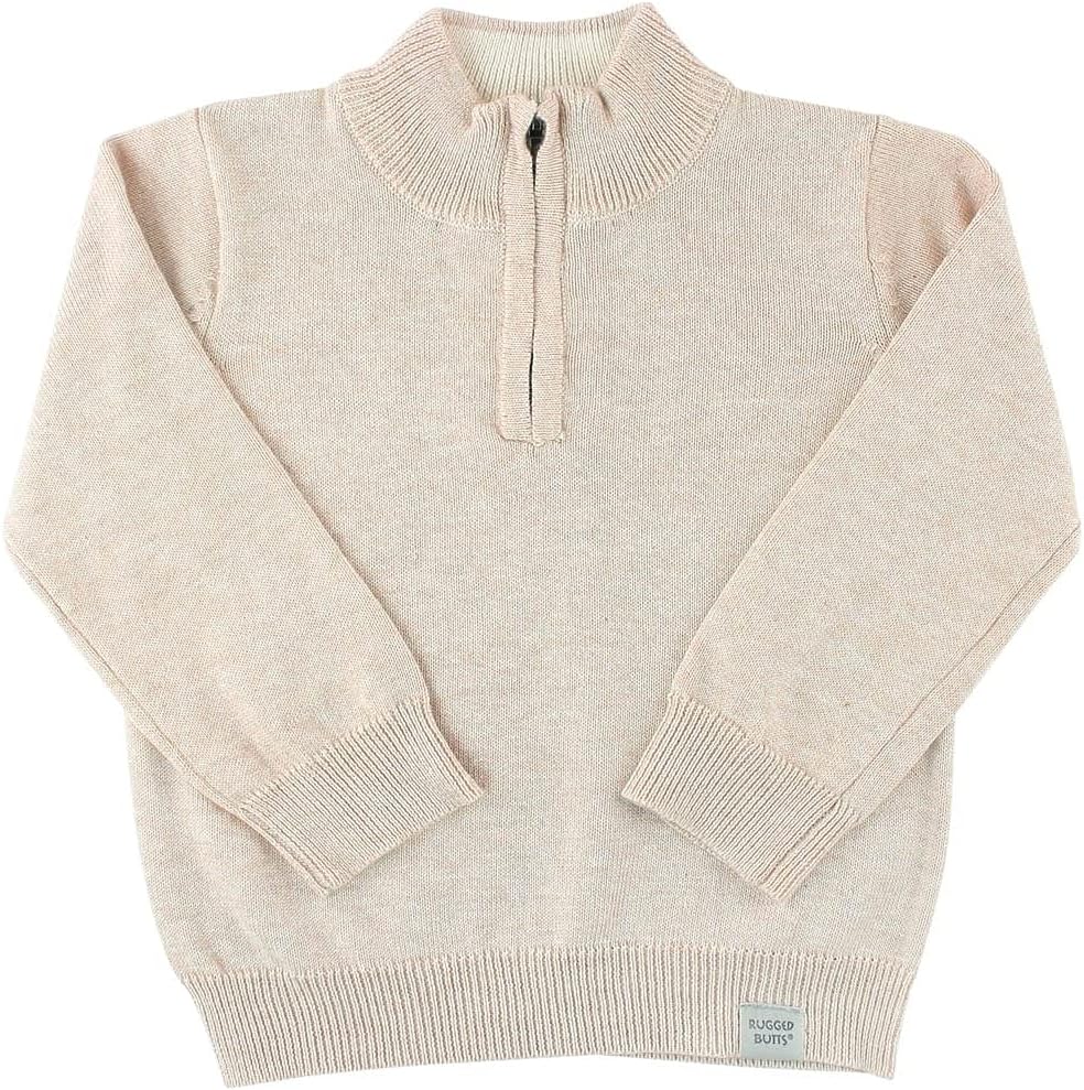 RUGGEDBUTTS Baby/Toddler Boys Oatmeal Quarter Zip Sweater - 18-24m - Image 3