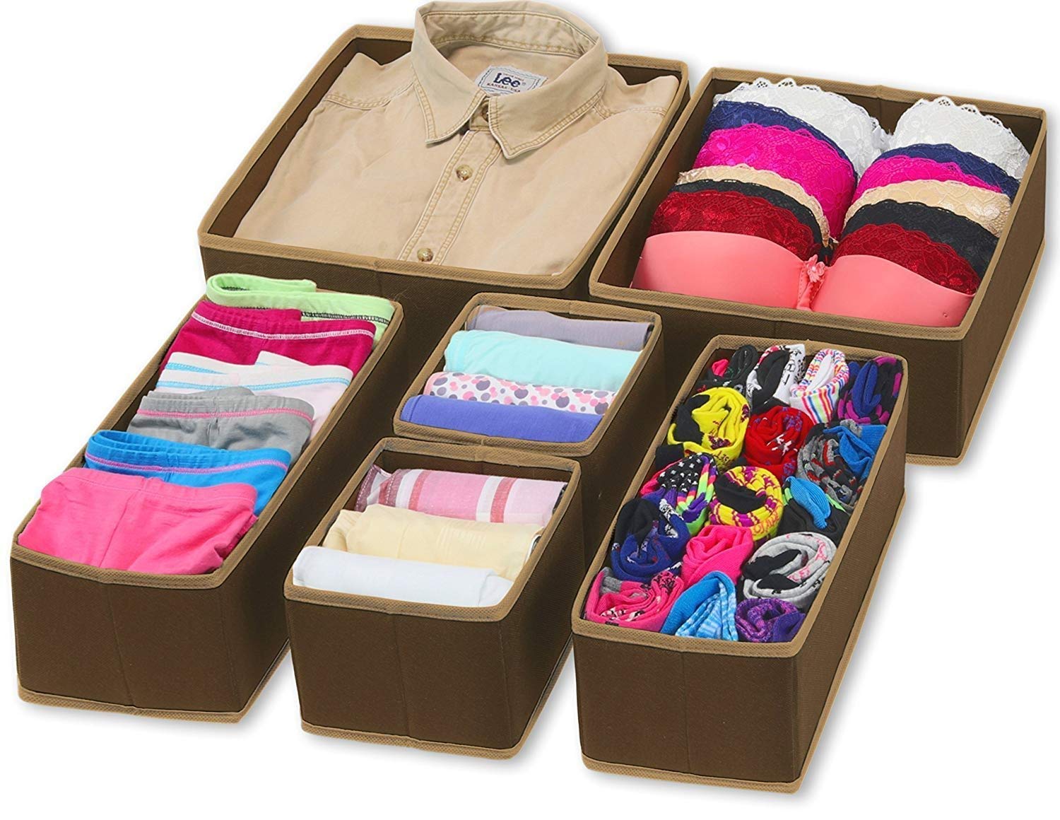 Styleys Non-Woven Foldable Storage Box/Drawer Organizer (Brown, S12014)-Set of 6 (B07T42F4XN) Amazon Price History, Amazon Price Tracker