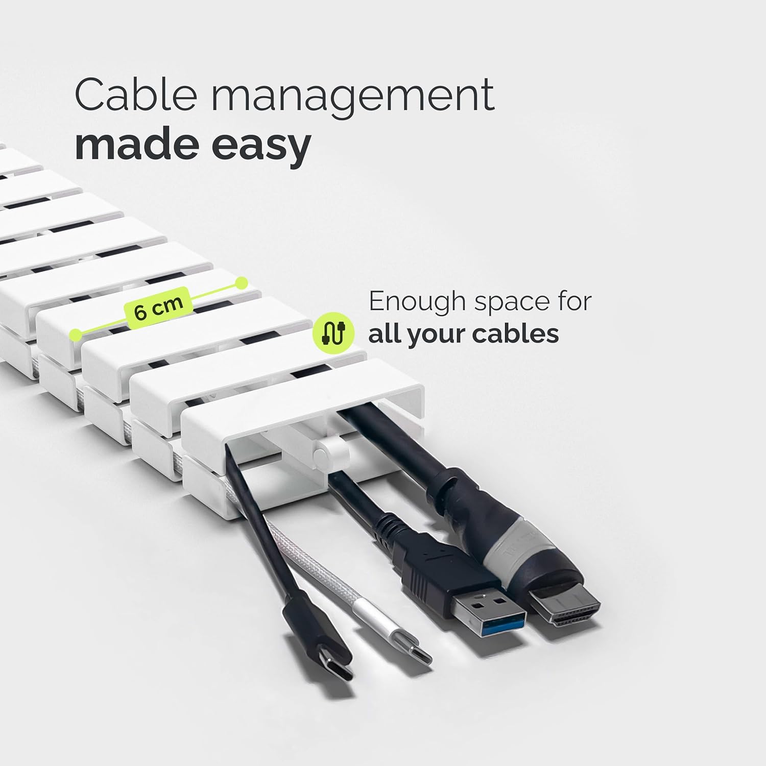 VALU Cable Management Spine – 49 Inch Cable Organizer for Height-Adjustable & Fixed Desks – Sturdy & Flexible with Magnetic Link – Cord Management System Under Desk with Steel Base & Non-Slip Pads