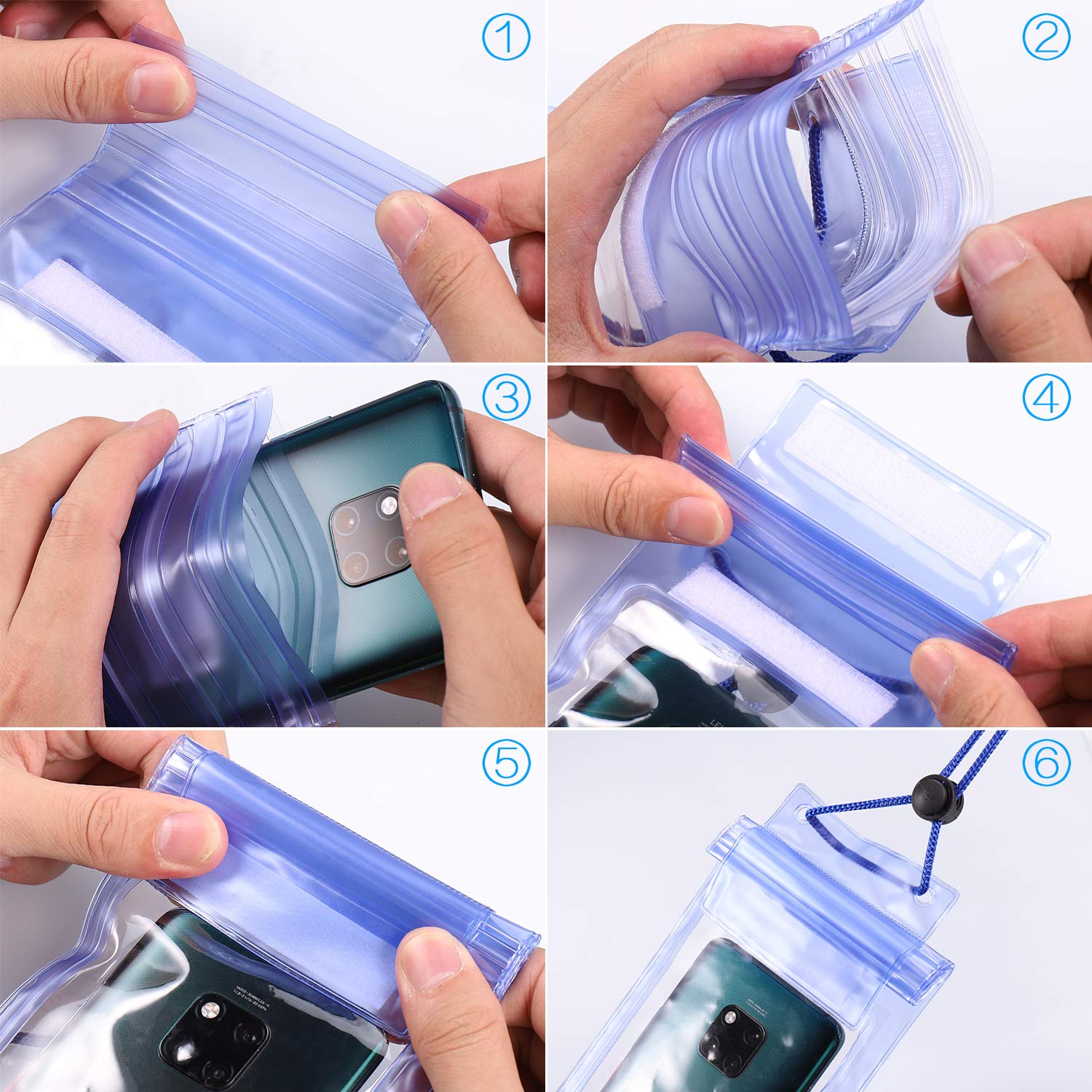 Zocipro Laccio di Sicurezza da Surf, Leash Surf Sup con 2 Pezzi Custodia Impermeabile per il Telefono, 6 Piedi SUP Guinzaglio per Surf Paddle Board, Porta Cellulare Subacquea Universale