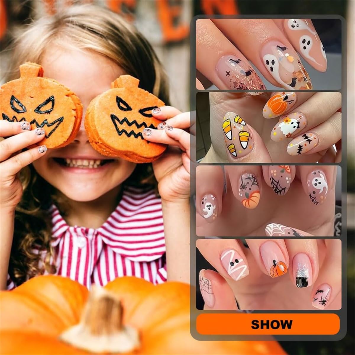 Amazon | ネイルシール ハロウィン パンプキン おばけ ゴースト