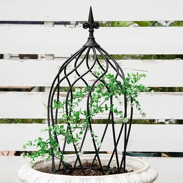 GOOOXIM 23-Inch Metal Obelisk Trellis for Climbing Plants | Sturdy Iron Design, Ideal for Outdoor Roses and Potted Vines | Easy Assembly, Compact Vertical Garden Decor for Indoor & Outdoor Use
