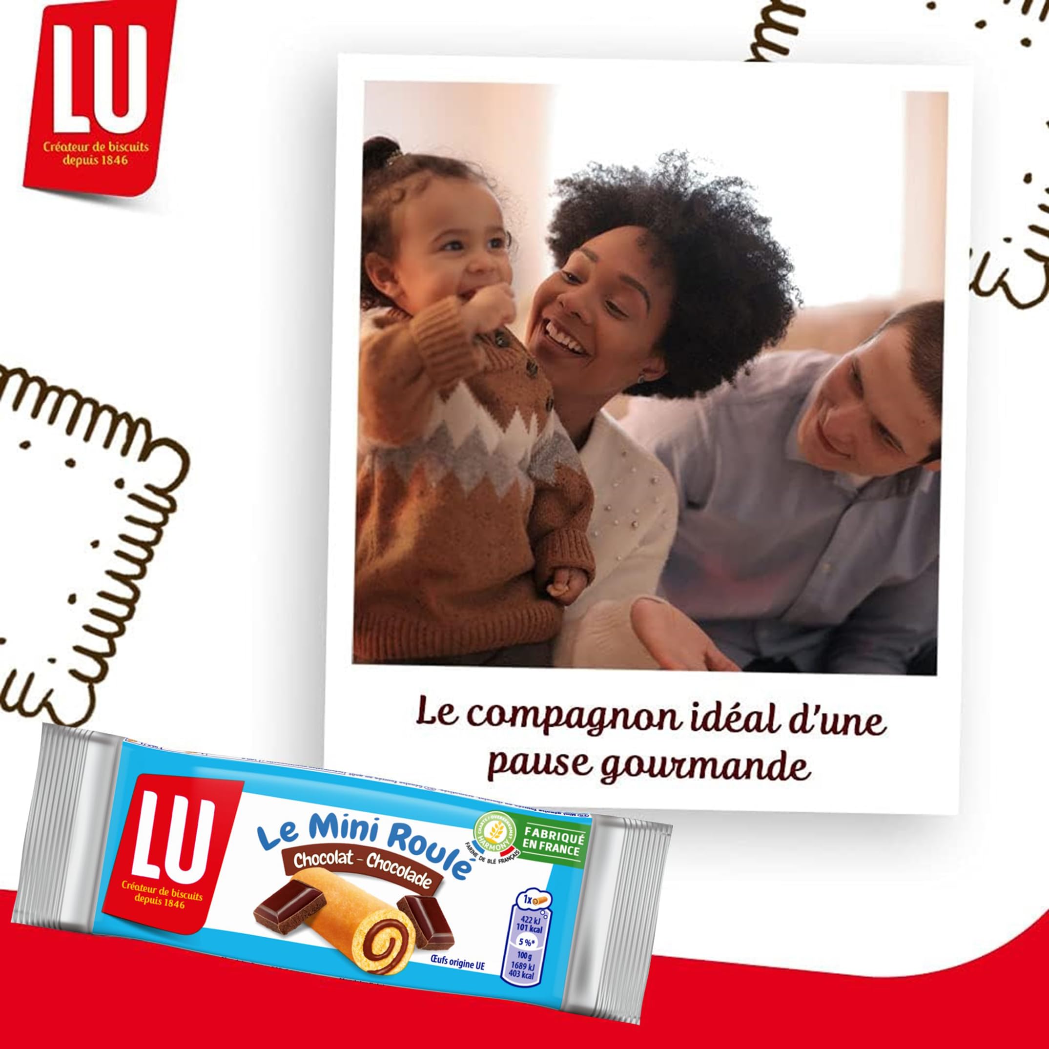 LU - LULU Miniroulés au Chocolat - Génoise Tendre et Moelleuse - Lot de Gâteaux Individuels - Idéal pour le Goûter des Enfants - Gâteau Fabriqué en France - Pack de 180 Sachets de 25 g