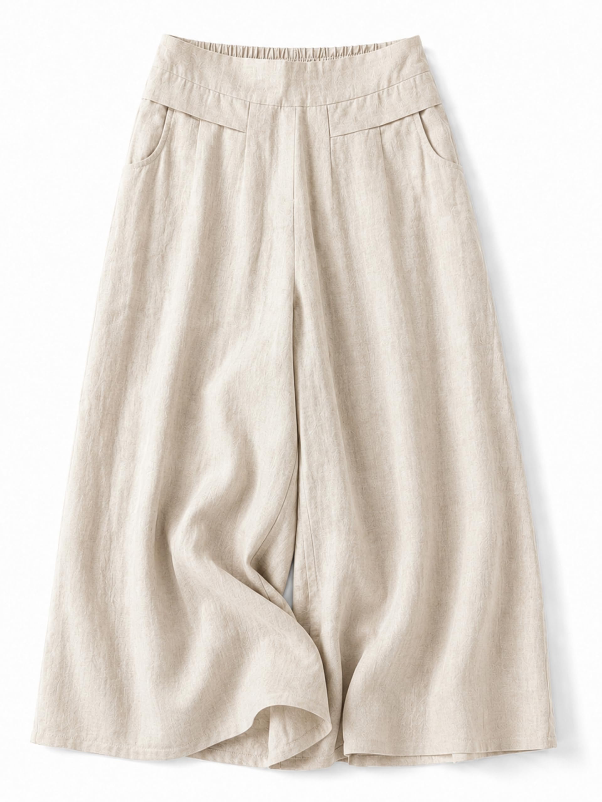 Women’s Relaxed Fit Pure Cotton Flared Palazzo Pants | Wide Leg Casual Trousers with Front Pockets | Semi-Elastic High Waisted Office & Travel Wear (Available in Plus Sizes)-image-42