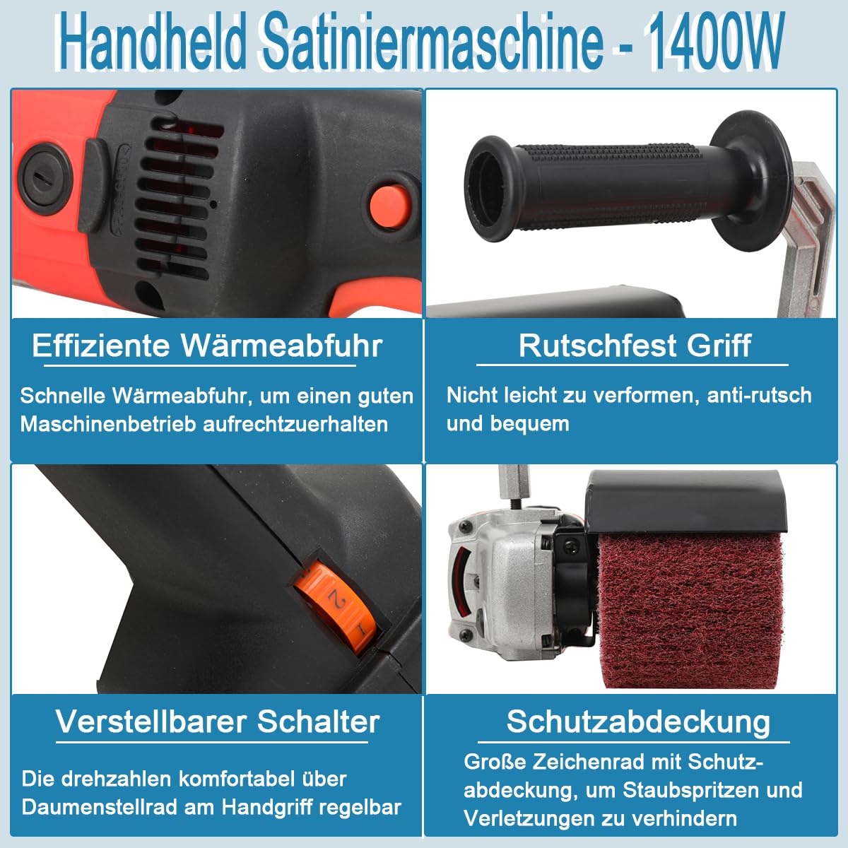 Satiniermaschine, 1400W Elektrische Bürstenschleifer Schleifroller