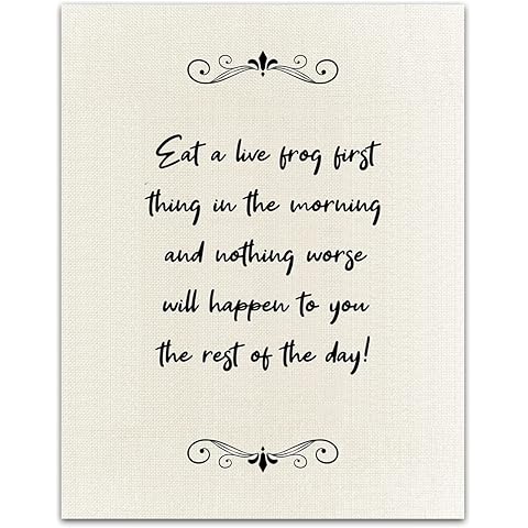 Eat a live Frog Inspirational Quotes Wall Art Decor , Minimalist Motivational Posters , Gym Motivational Wall Art , Office Zen Room Decor , Yoga Meditation Room , Zen Wall Art for Living Room (11x14)