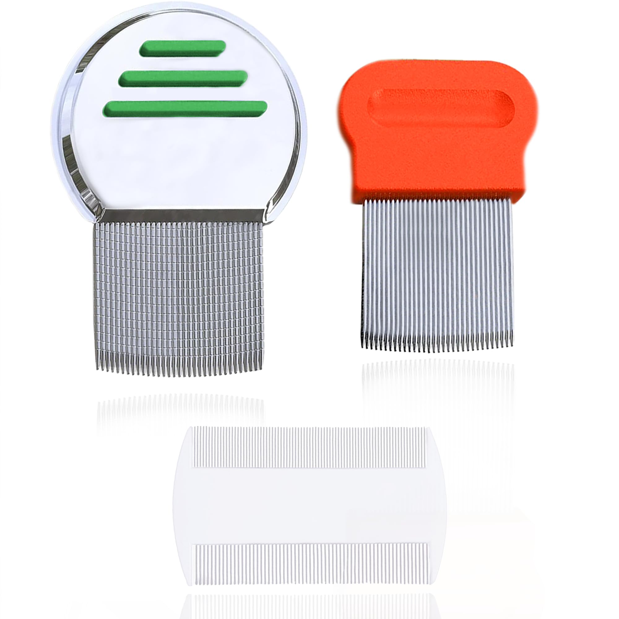 SunGrow Louse Combs for Men and Women, 2 Stainless Steel Grooming Combs and 1 Plastic Dandruff Comb for Adults, For All Types of Hair, Scalp Care, High-strength Fine Teeth, 3 Pcs per Pack?
