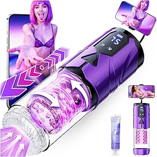 Masturbeuse Masculin Sex Toýs Homme - Masturbeuse Homme Avec Télescopiques & Rotation Et Succion Vaginette Ultra Réaliste Vibromasseurs Masculins avec Support Téléphone APP Control Sex Toys