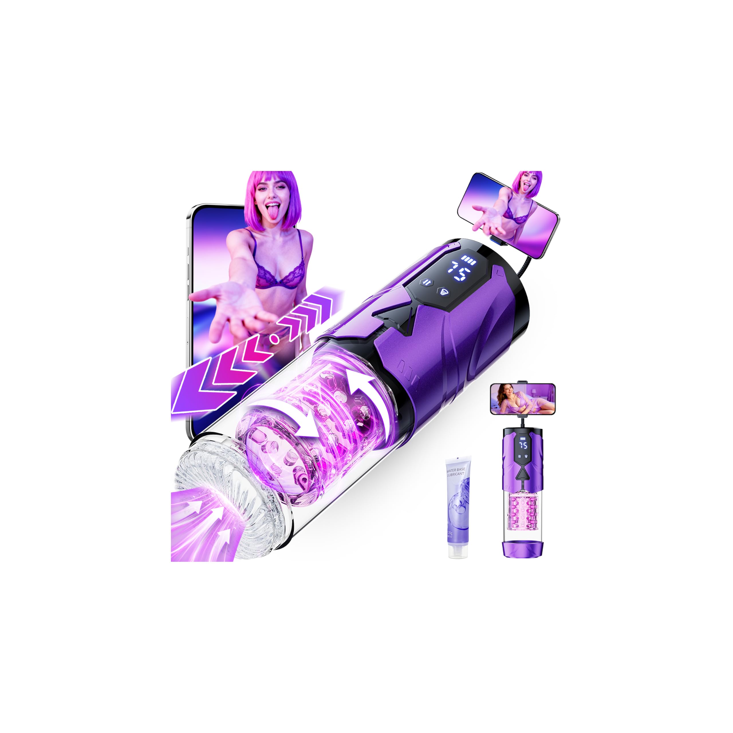 Masturbatore Uomo Pene Sex Toys - Masturvatore per Uomo Realista con Telescopica & Rotazione & Succhiare Sexytoysys Uomo Vagina Toys Sessuali per Uomini Controllo dell'APP