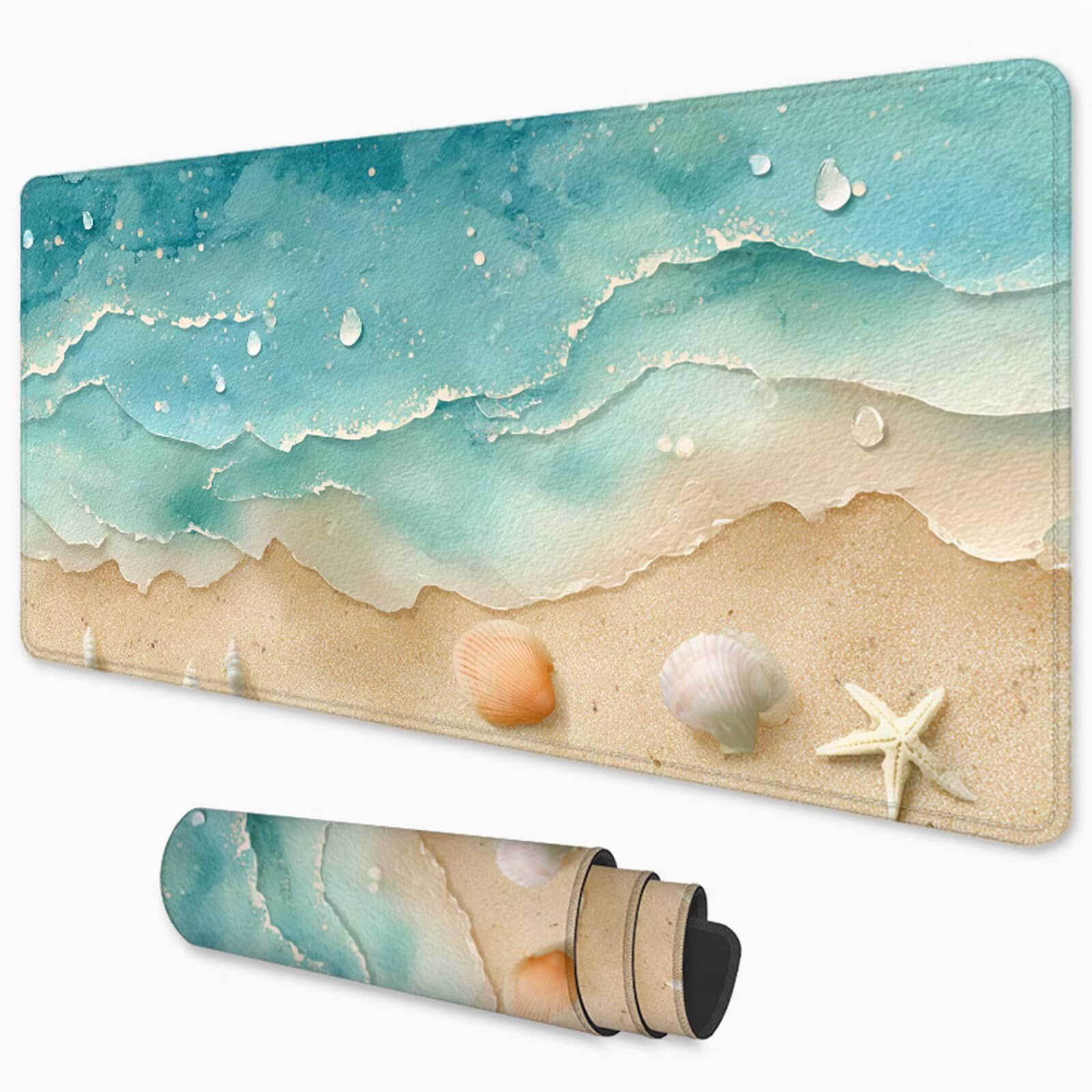 Podkładka pod mysz plażową XXL 1200 x 600 mm, duża antypoślizgowa podkładka pod mysz do gier, akcesoria biurowe, wodoodporna podkładka pod mysz z zamykaną krawędzią do biura, domu i pokoju zabaw