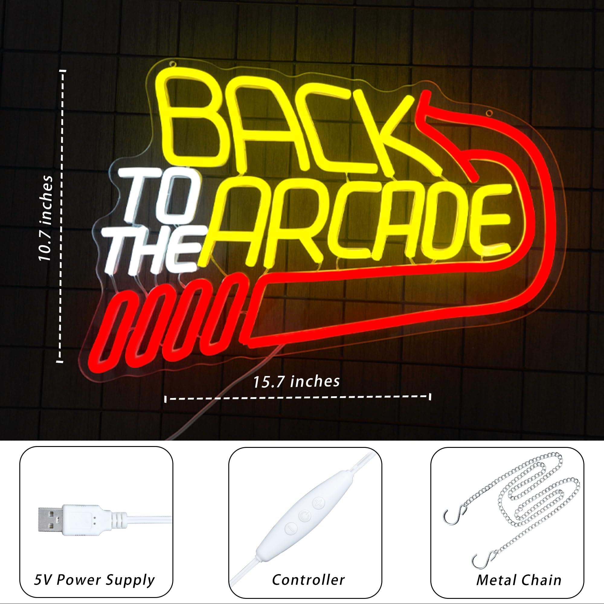 Retro Arcade Neon Sign Large Back to the Arcade Neon Light
